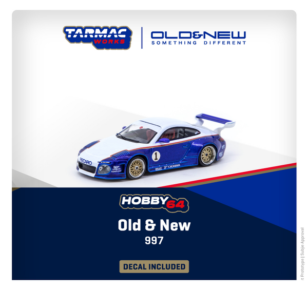 TARMAC WORKS HOBBY64 1/64 Old & New 997 Blue / White Decal included T64-TL053-BLW