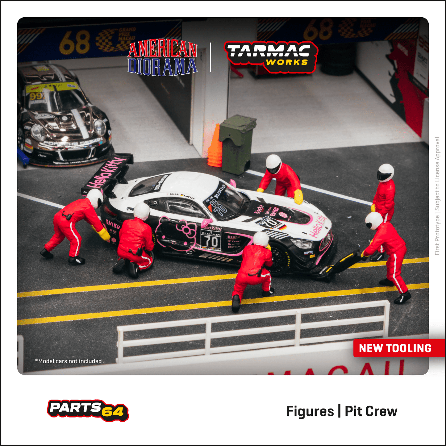TARMAC WORKS PARTS64 1/64 Figures Set Pit Crew Red T64F-007-RED
