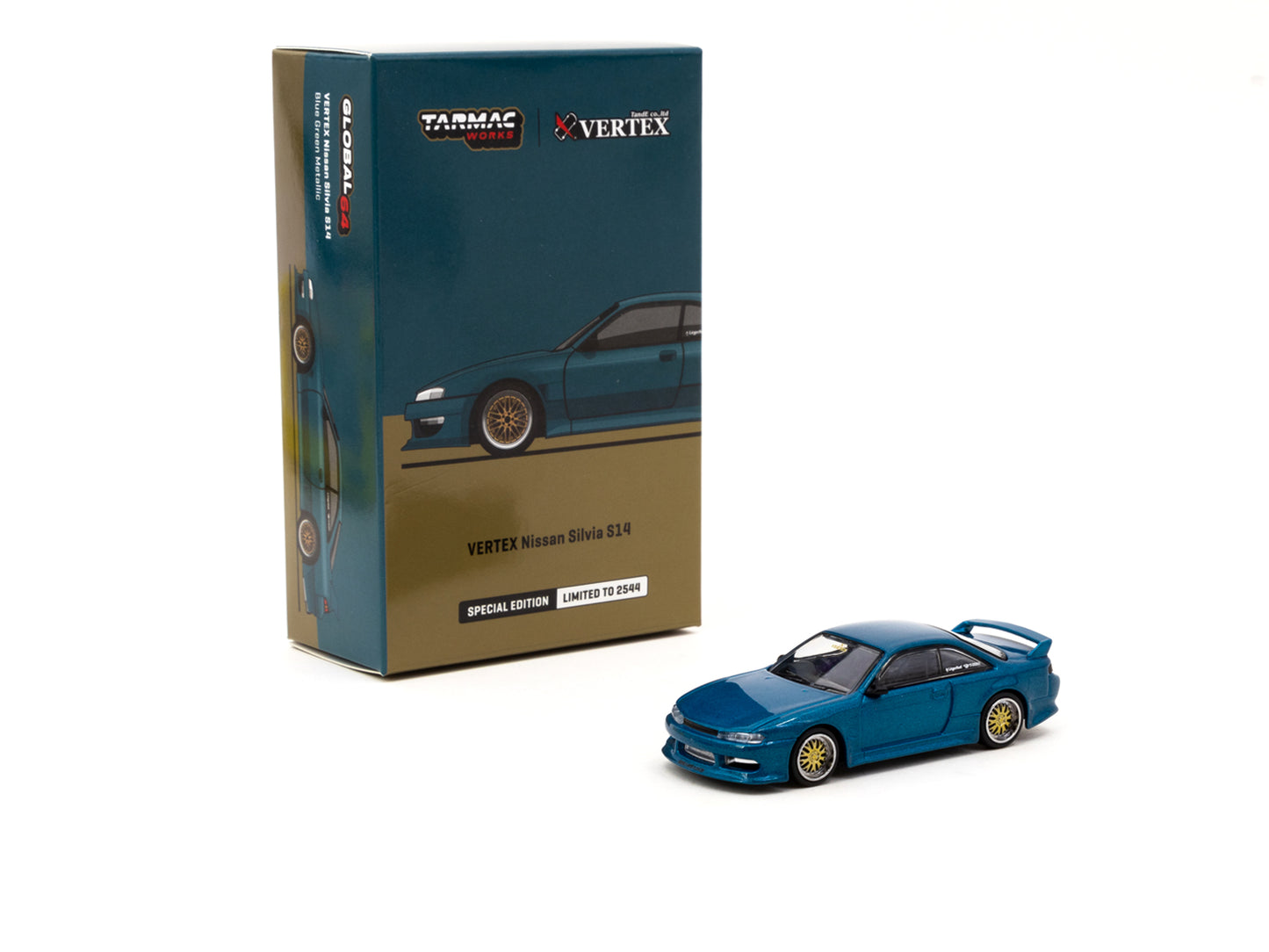 TARMAC WORKS GLOBAL64 1/64 Tarmac Works VERTEX Nissan Silvia S14 Blue Green Metallic T64G-018-GR