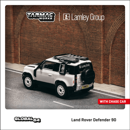 TARMAC WORKS GLOBAL64 1/64 Land Rover Defender 90 White Metallic Lamley Special Edition T64G-019-WH