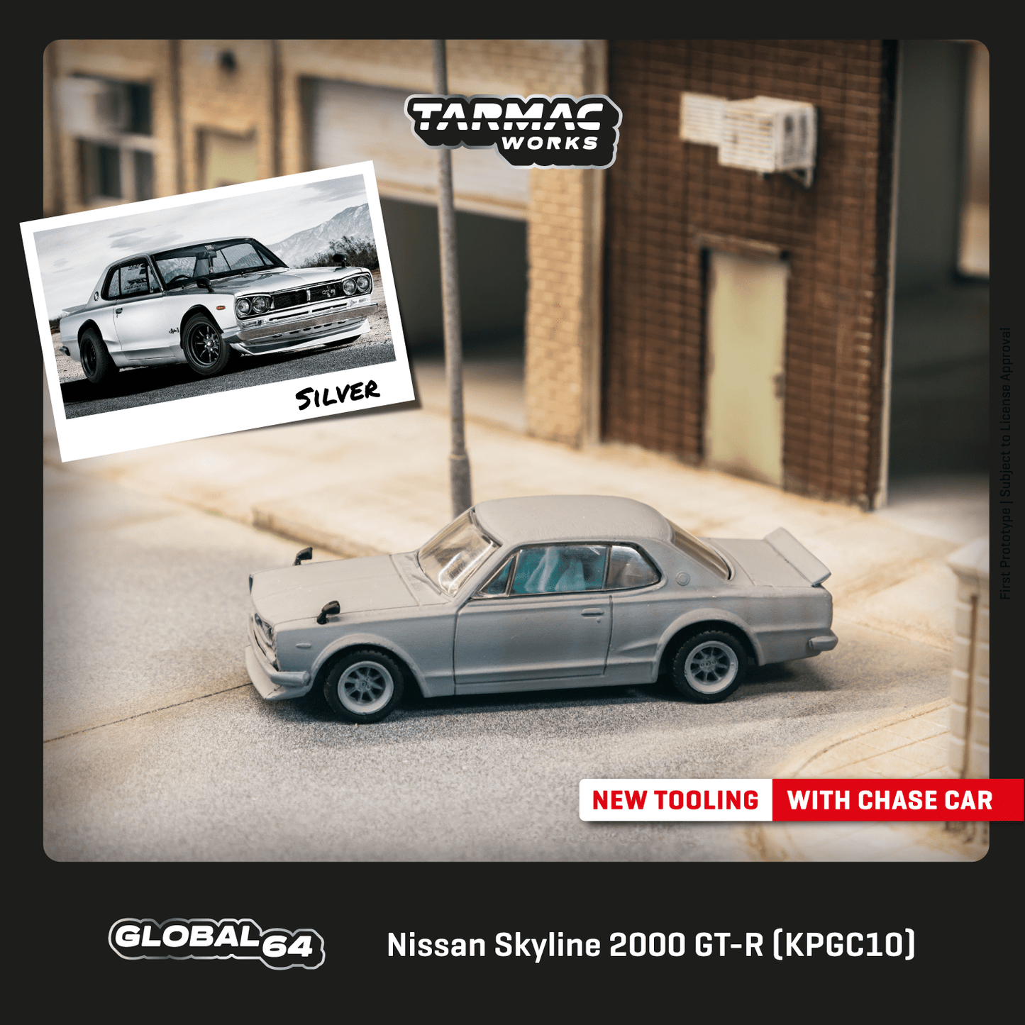 TARMAC WORKS GLOBAL64 1/64 Nissan Skyline 2000 GT-R (KPGC10) Silver T64G-043-SL