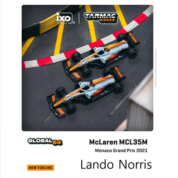 TARMAC WORKS GLOBAL64 1/64 McLaren MCL35M Monaco Grand Prix 2021 Lando Norris T64G-F040-LN1