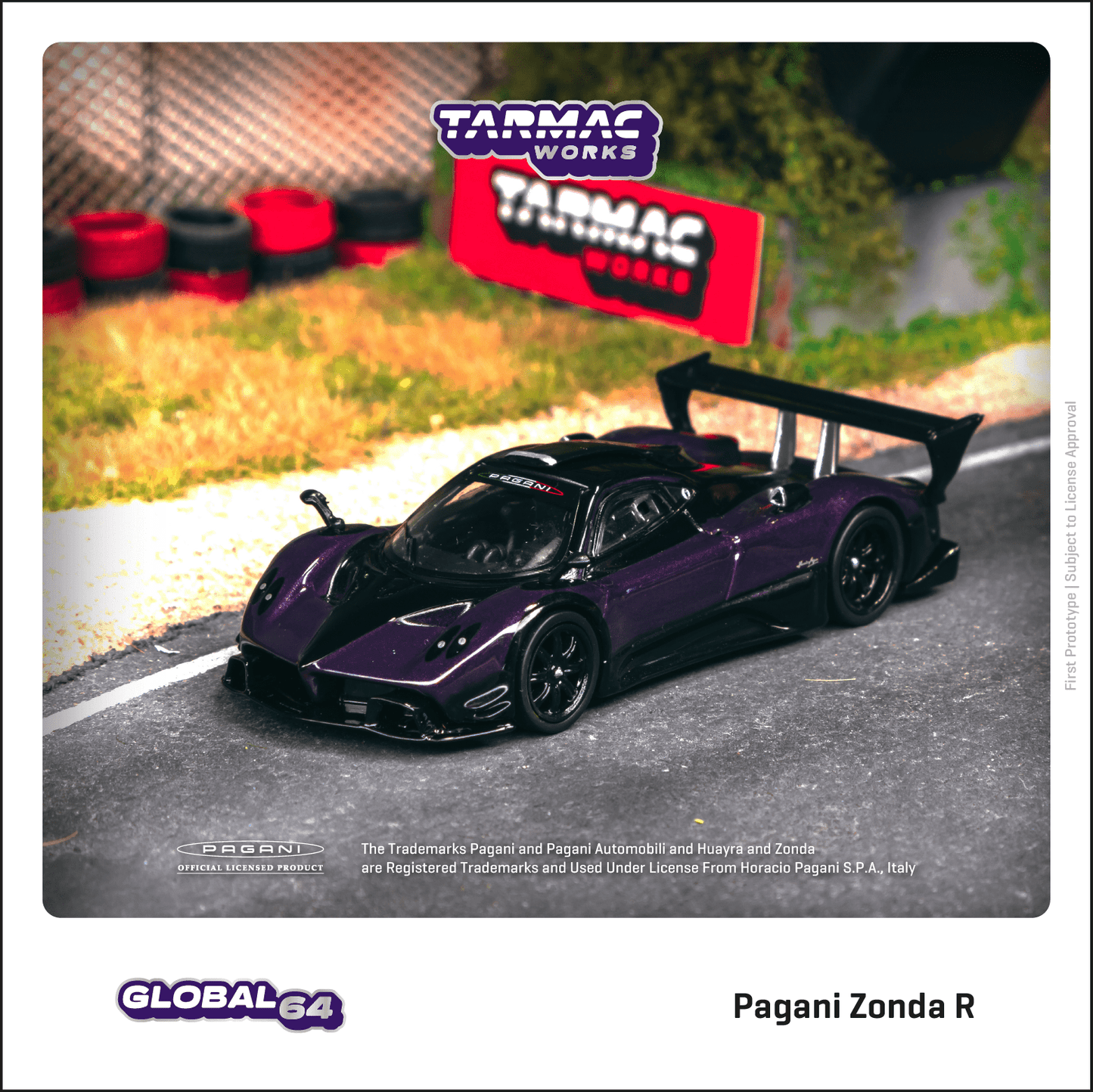 TARMAC WORKS GLOBAL64 1/64 Pagani Zonda R Viola PSO T64G-TL015-PU