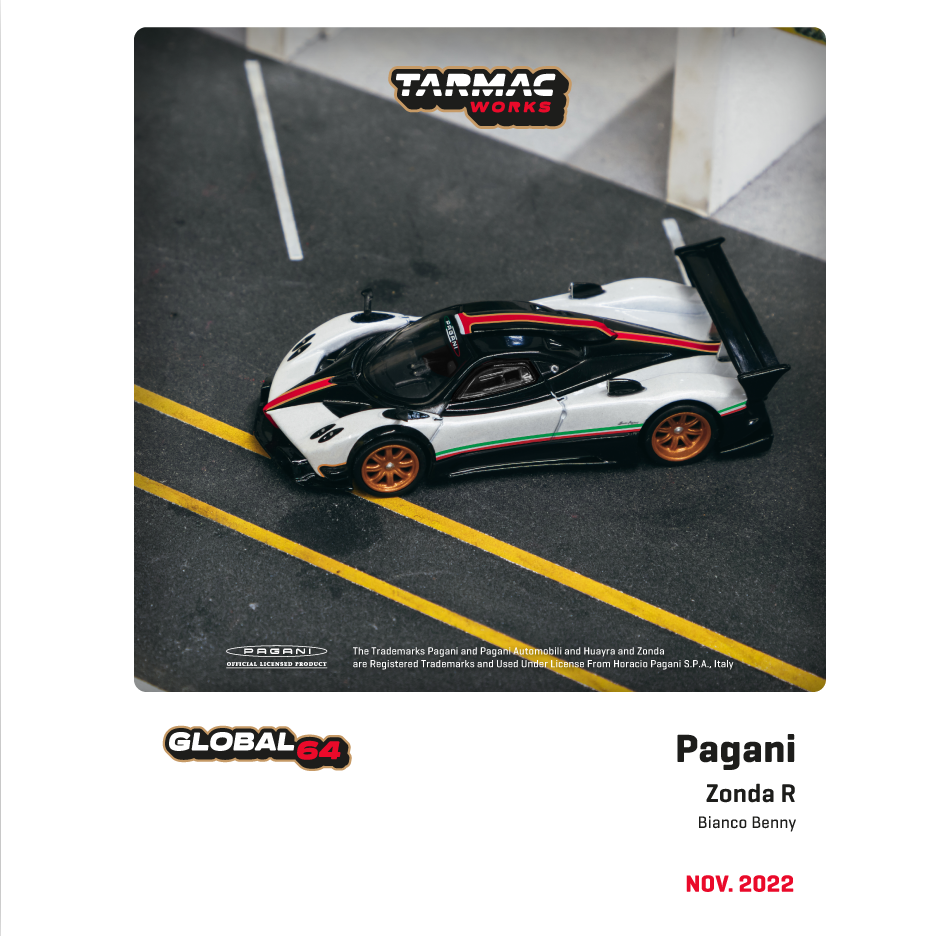 TARMAC WORKS GLOBAL64 1/64 Pagani Zonda R Bianco Benny T64G-TL015-WH