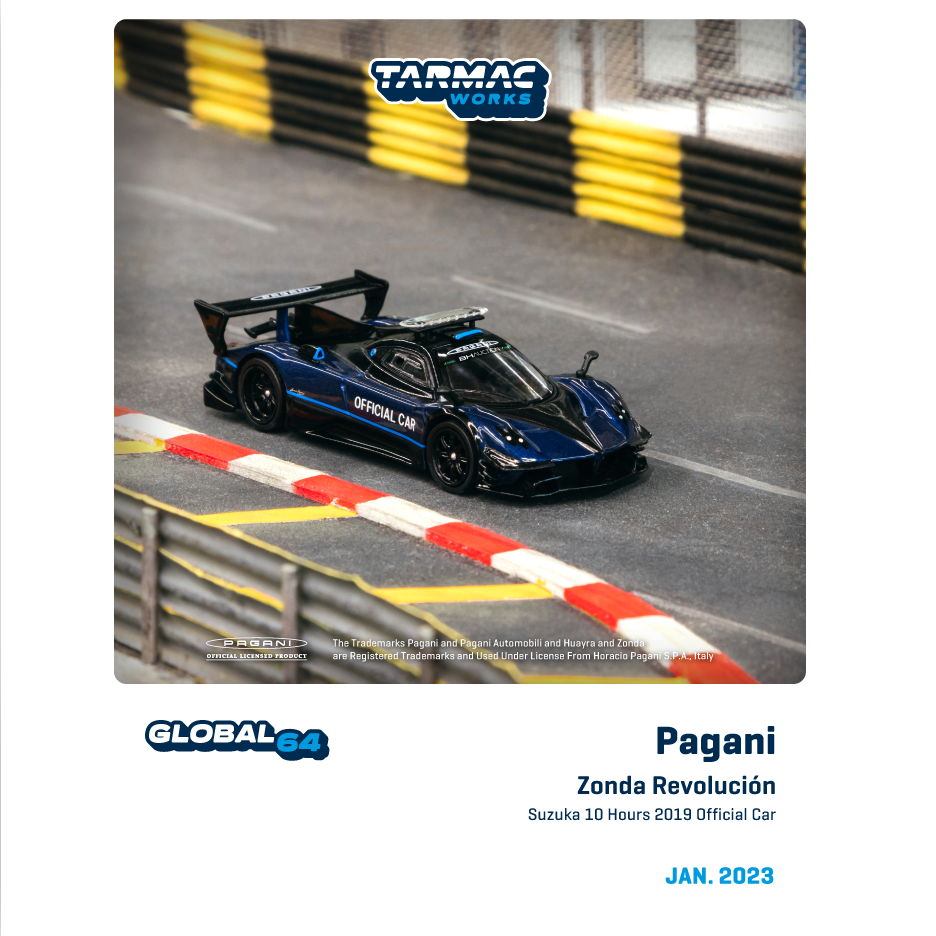 TARMAC WORKS GLOBAL64 1/64 Pagani Zonda Revolución Suzuka 10 Hours 2019 Official Car T64G-TL016-BL2