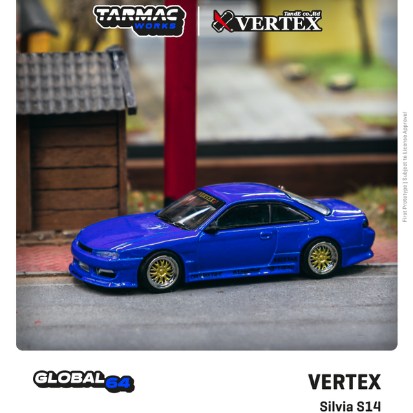 TARMAC WORKS GLOBAL64 1/64 VERTEX Silvia S14 Blue Metallic T64G-018-BL