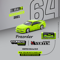TARMAC WORKS GLOBAL64 1/64 VERTEX Silvia S14 Light Green T64G-TL018-LG