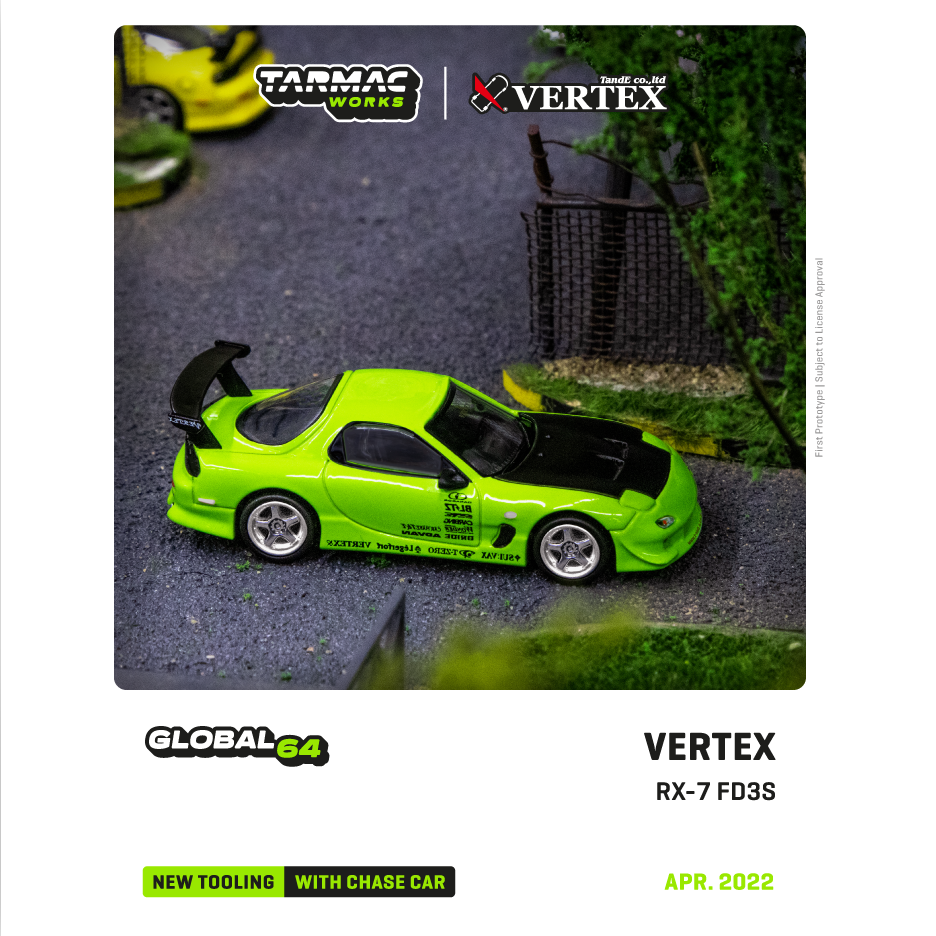 TARMAC WORKS GLOBAL64 1/64 VERTEX RX-7 FD3S Light Green T64G-TL022-LG