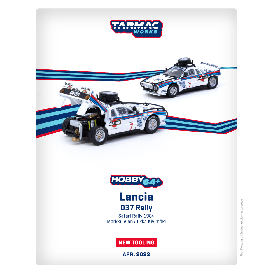 TARMAC WORKS HOBBY64+ 1/64 Lancia 037 Rally Safari Rally 1984 Markku Alén / Ilkka Kivimäki T64P-TL002-84SAF07