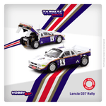 TARMAC WORKS HOBBY64+ 1/64 Lancia 037 Rally Rally Costa Brava 1985 S. Servià / J. Sabater with opening rear bonnet and painted engine T64P-TL002-85RCB04