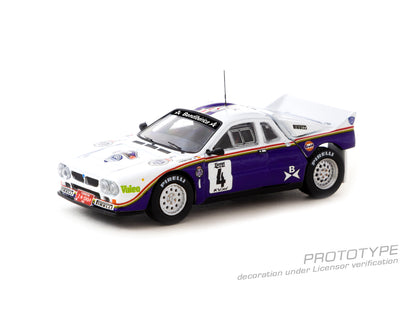 TARMAC WORKS HOBBY64+ 1/64 Lancia 037 Rally Rally Costa Brava 1985 S. Servià / J. Sabater with opening rear bonnet and painted engine T64P-TL002-85RCB04