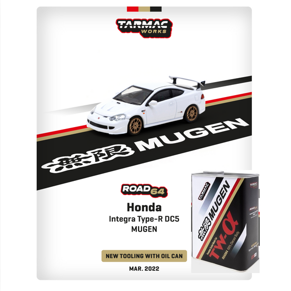 TARMAC WORKS ROAD64 1/64 Honda Integra Type-R DC5 MUGEN Championship White * With Mugen metal oil can * T64R-TL022-WH