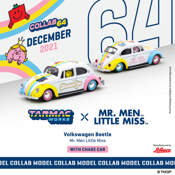 TARMAC WORKS COLLAB64 1/64 Volkswagen Beetle Mr. Men & Little Miss T64S-006-MMLM