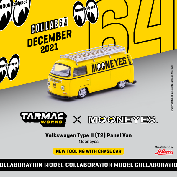 TARMAC WORKS COLLAB64 1/64 Volkswagen Type II (T2) Panel Van Mooneyes with Roof Rack T64S-010-ME1