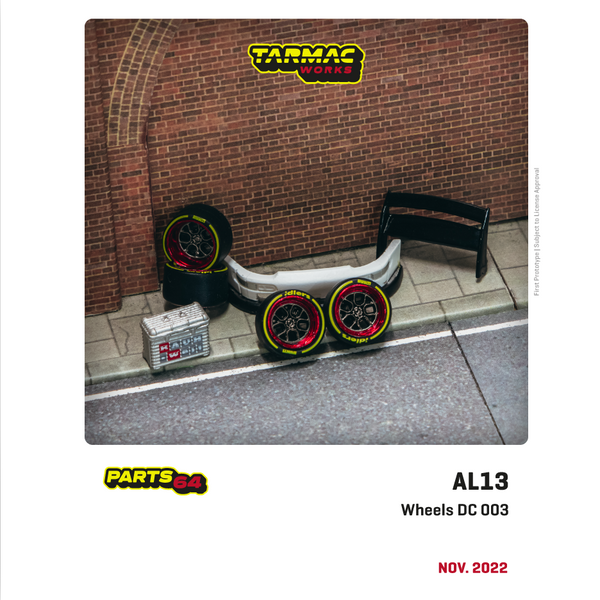 TARMAC WORKS PARTS64 1/64 AL13 Wheels DC 003 Red/Black Designed for RWB Models T64W-005-RDBK