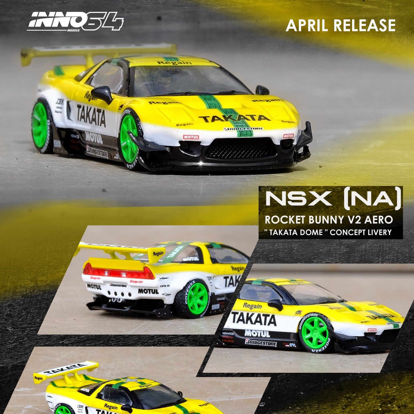 INNO64 1/64 NSX (NA1) ROCKET BUNNY V2 AERO "TAKATA DOME" Concept Livery IN64-NSXP-TKT