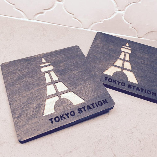 Tokyo Station Wooden Coaster set (Set of 2)