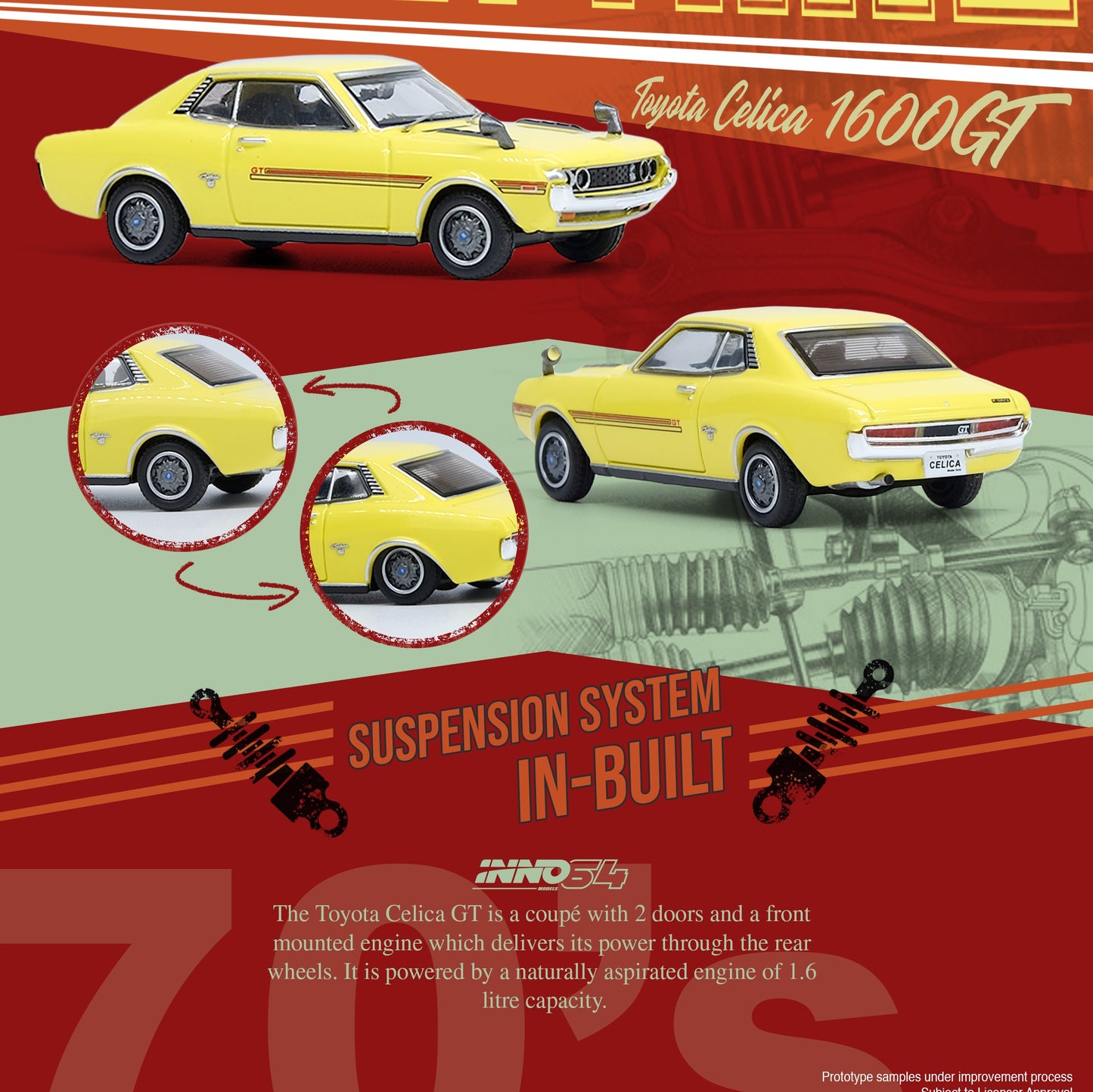 INNO64 1/64 TOYOTA CELICA 1600GT (TA22) Yellow IN64-1600GT-YL