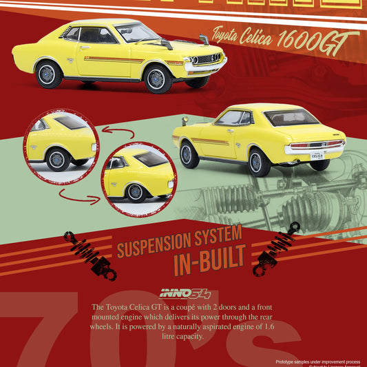 INNO64 1/64 TOYOTA CELICA 1600GT (TA22) Yellow IN64-1600GT-YL