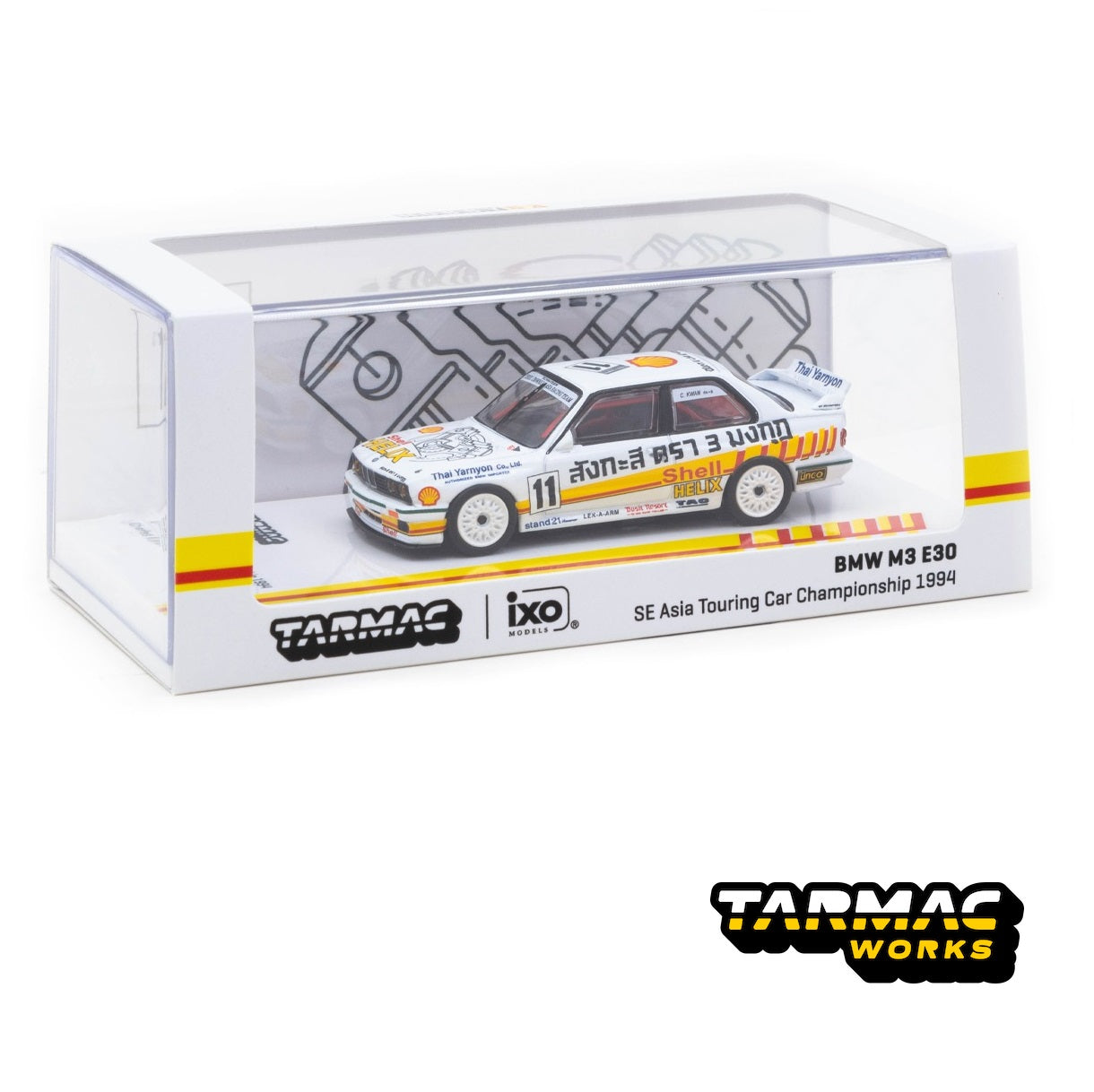 TARMAC WORKS 1/64 BMW M3 E30 SE Asia Touring Car Championship 1994 Class 1 Champion Charles Kwan T64-009-94SEA1