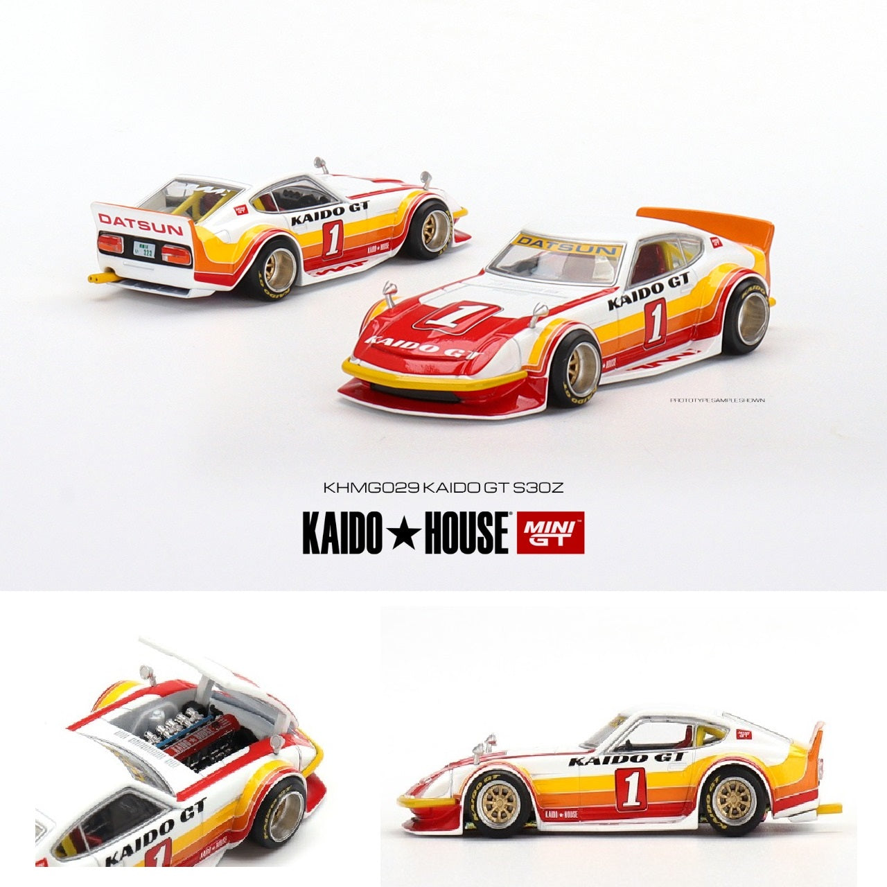 MINI GT x Kaido House 1/64 Datsun KAIDO Fairlady Z Kaido GT V1 (Red/Yellow) KHMG029
