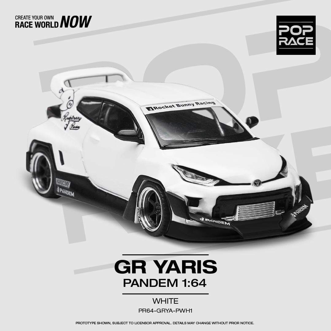 POPRACE 1/64 GR Yaris Pandem White PR64-GRYA-PWHI