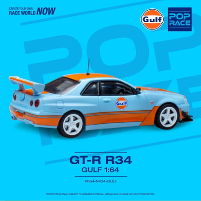 POPRACE 1/64 GTR R34 Gulf Oil Livery PR64-NR34-GULF
