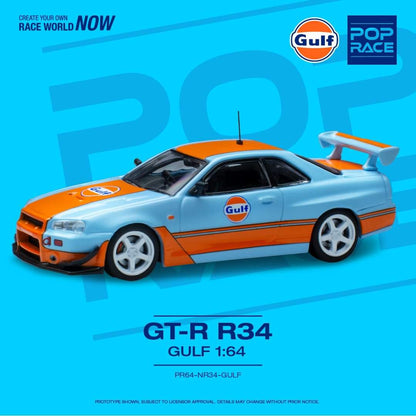 POPRACE 1/64 GTR R34 Gulf Oil Livery PR64-NR34-GULF