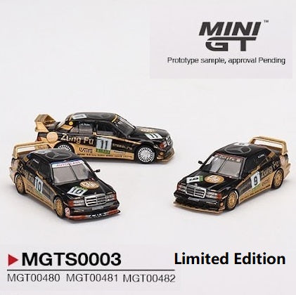 MINI GT 1/64 Mercedes-Benz 190E 2.5-16 Evolution II 1991 Macau Guia Race of Macau AMG Zung Fu Set of 3 LHD (Limited Edition) MGTS0003