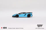 MINI GT 1/64 Lamborghini LB Silhouette WORKS Aventador GT EVO Baby Blue LHD MGT00494-L