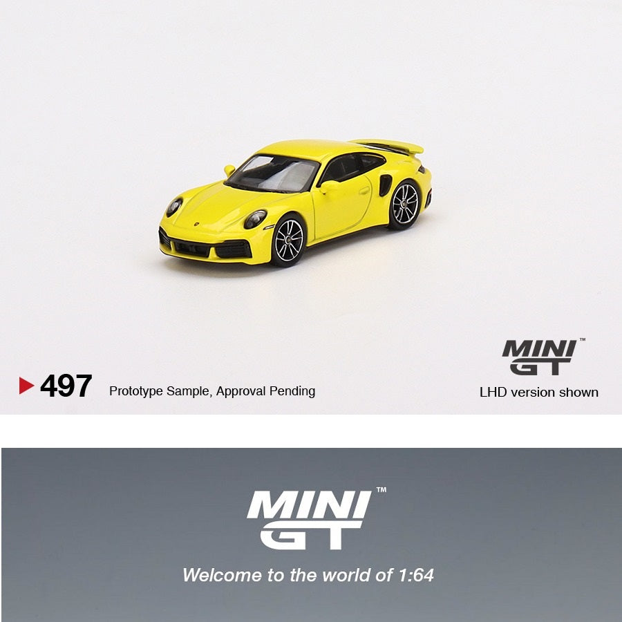 MINI GT 1/64 Porsche 911 Turbo S Racing Yellow LHD MGT00497