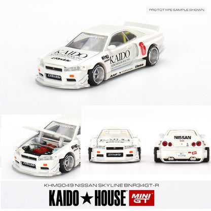 MINI GT x Kaido House 1/64 Nissan Skyline GT-R (R34) Kaido Works V2 (White) KHMG049
