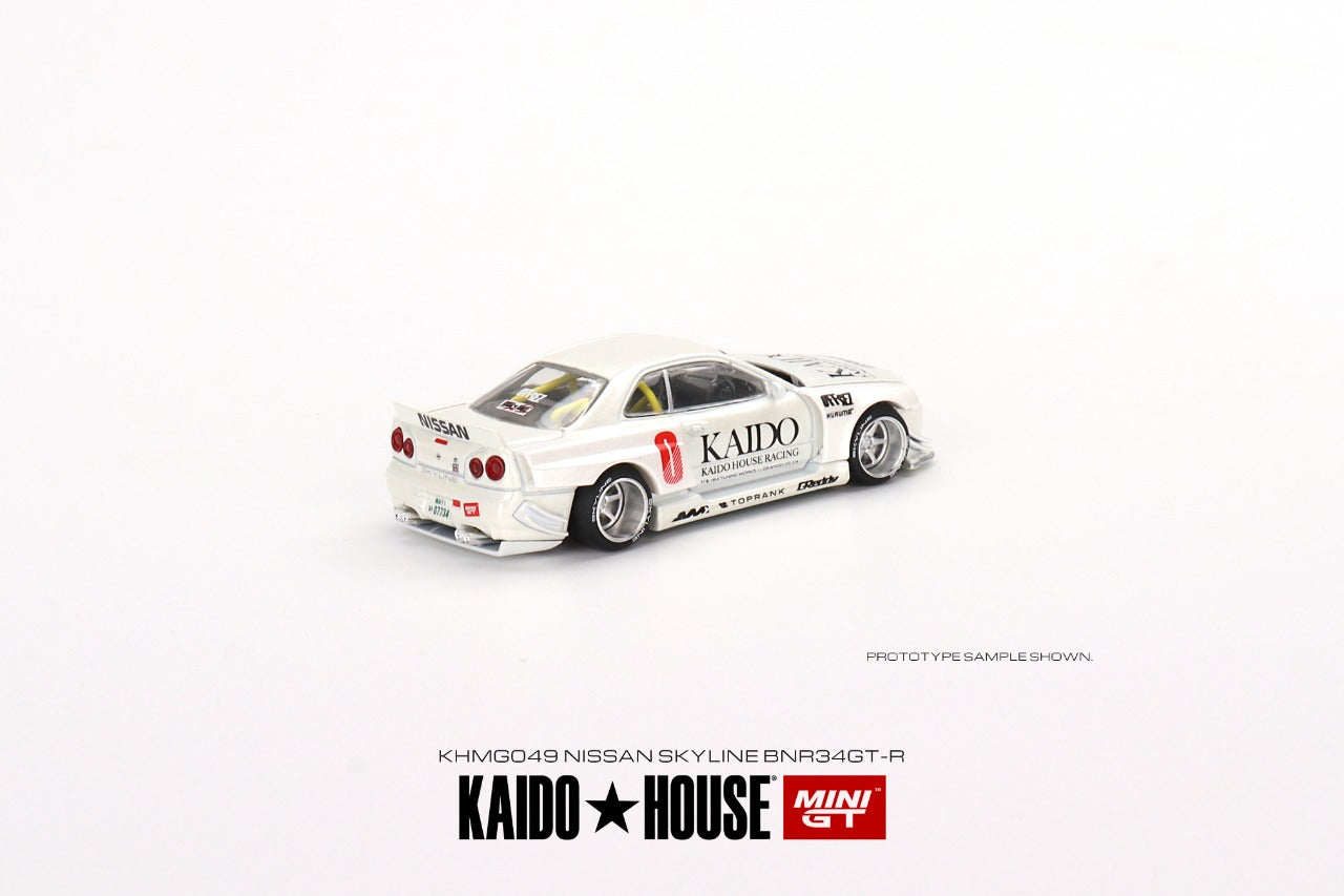 KAIDO HOUSE 日産　スカイライン　GT-R R34 白　未開封品 MINI GT x Kaido House 1/64 Nissan Skyline GT-R (R34) Kaido Works