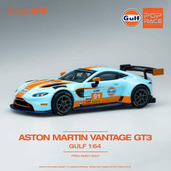 POPRACE 1/64 Aston Martin Vantage GT3 Gulf Livery PR64-AMGT-GULF