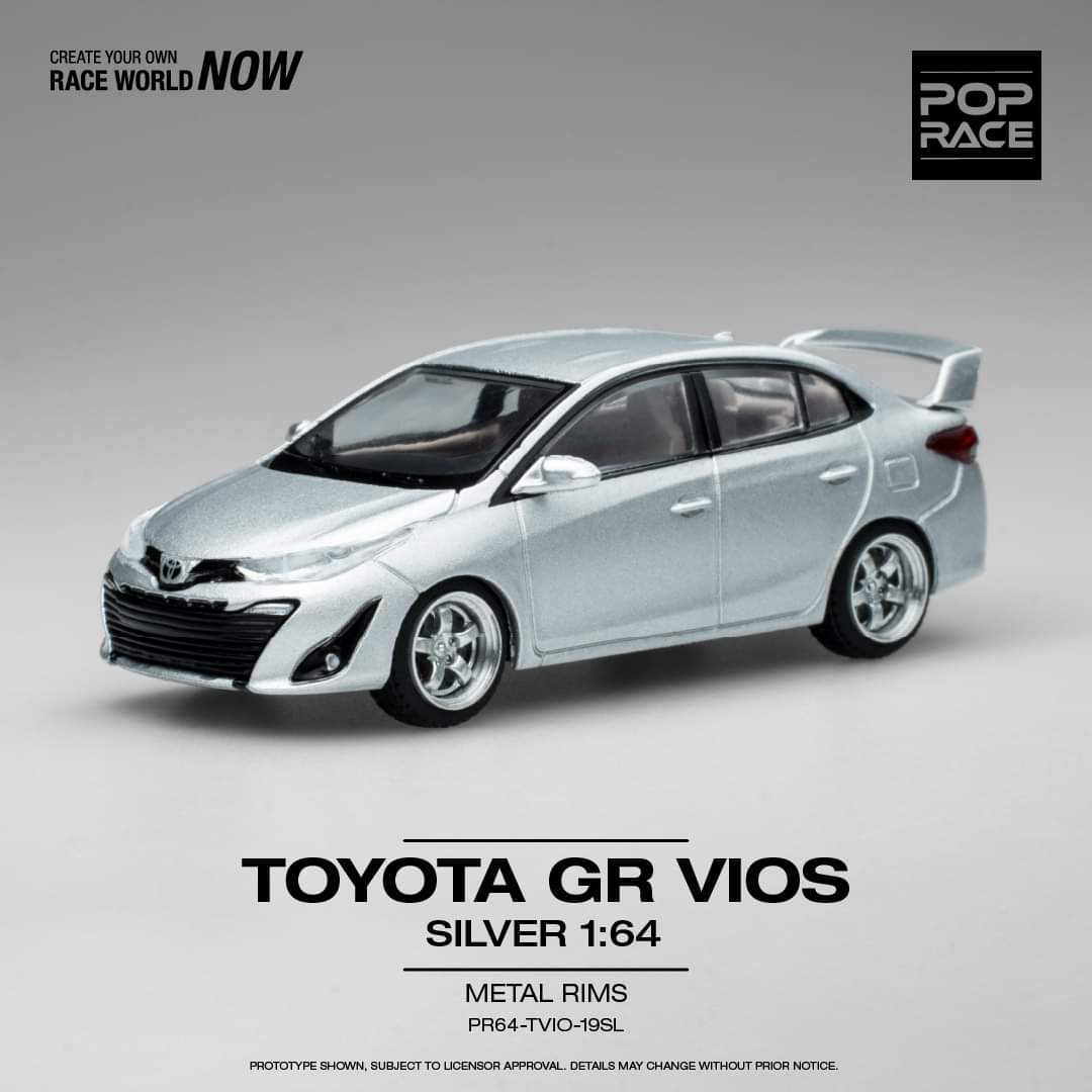 POPRACE 1/64 TOYOTA GR VIOS SILVER PR64-TVIO-22SL