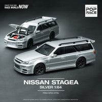 POPRACE 1/64 Nissan Stagea Silver PR64-NR34-STSIL