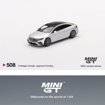MINI GT 1/64 Mercedes-Benz EQS 580 4MATIC High-Tech Silver Metallic LHD MGT00508-L