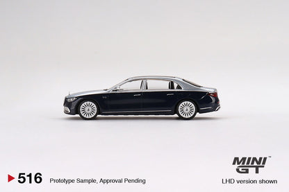 MINI GT 1/64 Mercedes-Maybach S680 Cirrus Silver / Nautical Blue Metallic LHD MGT00516-L