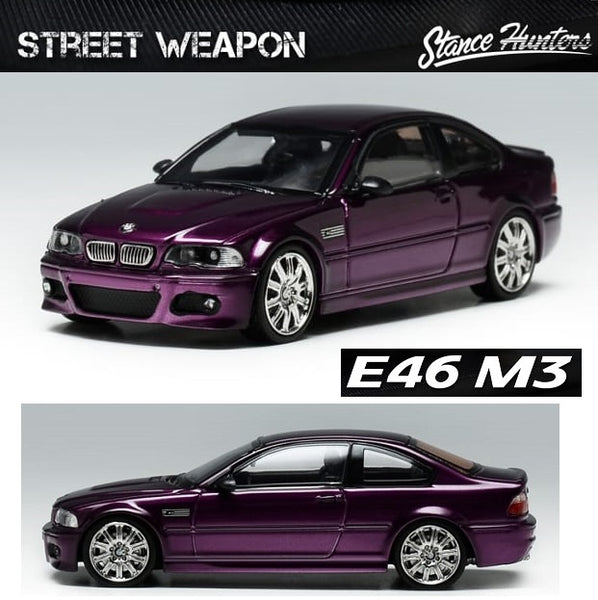PREORDER Stance Hunters x Street Weapon 1/64 BMW E46 M3 (Purple) (Approx. Release Date : MAY 2023 subject to manufacturer's final decision)