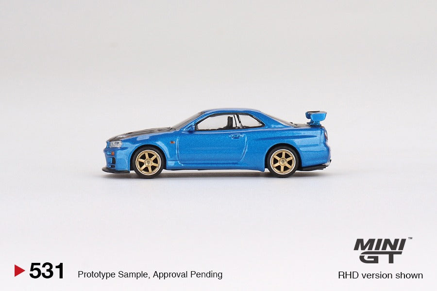 MINI GT 1/64 Nissan Skyline GT-R (R34) Top Secret Baysie Blue RHD MGT00531-R