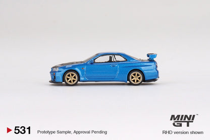 MINI GT 1/64 Nissan Skyline GT-R (R34) Top Secret Baysie Blue RHD MGT00531-R