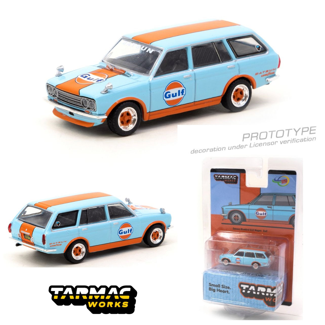 TARMAC WORKS 1/64 Datsun Bluebird 510 Wagon Gulf (Indonesia Exclusive) T64G-026-GULF