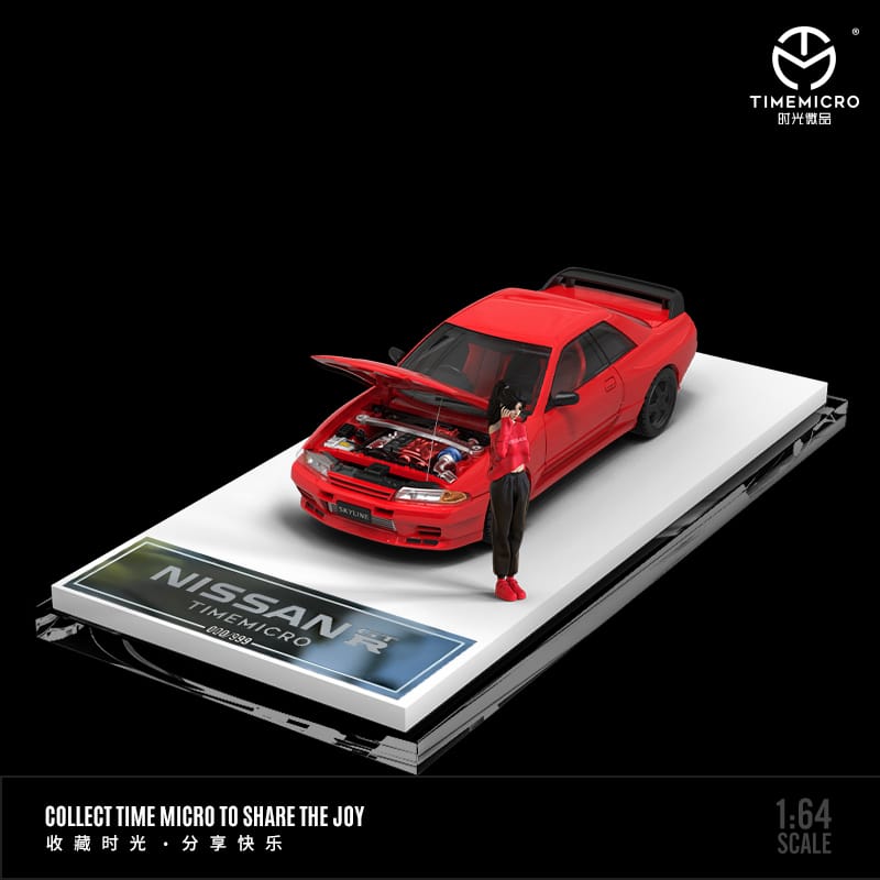 TIME MICRO 1/64 NISSAN GT-R R32 RED with Figurine