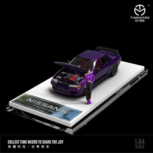 TIME MICRO 1/64 NISSAN GT-R R32 PURPLE with Figurine