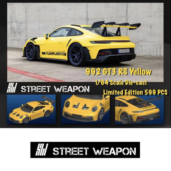 PREORDER Street Weapon 1/64 992 GT3 RS YELLOW (Approx. Release Date : JUNE 2023 subject to manufacturer's final decision)