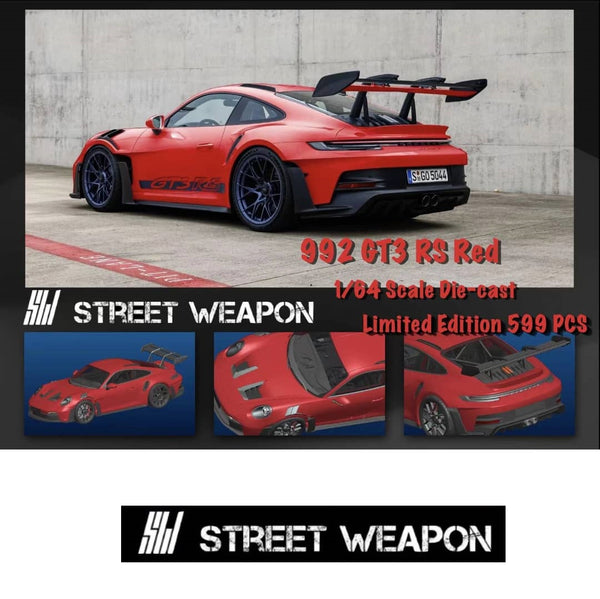 PREORDER Street Weapon 1/64 992 GT3 RS RED (Approx. Release Date : JUNE 2023 subject to manufacturer's final decision)