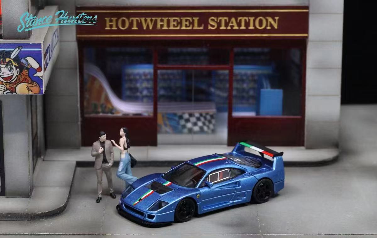 Stance Hunters 1/64 F40 LM Metallic Blue Italian Stripe
