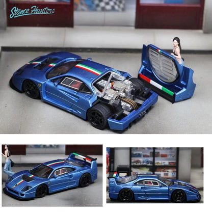Stance Hunters 1/64 F40 LM Metallic Blue Italian Stripe