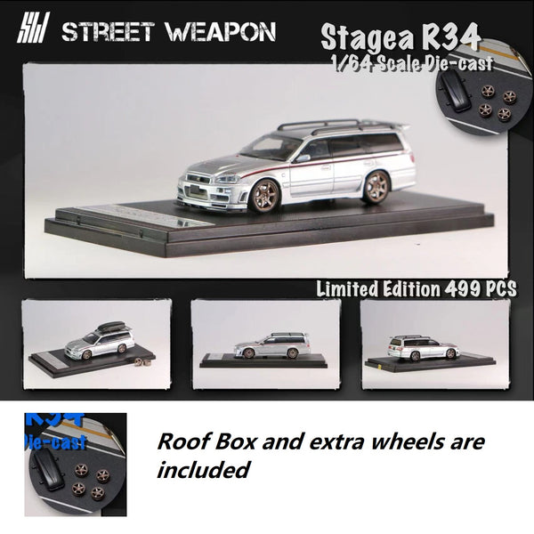 Street Weapon 1/64 Nissan Stagea R34 Silver