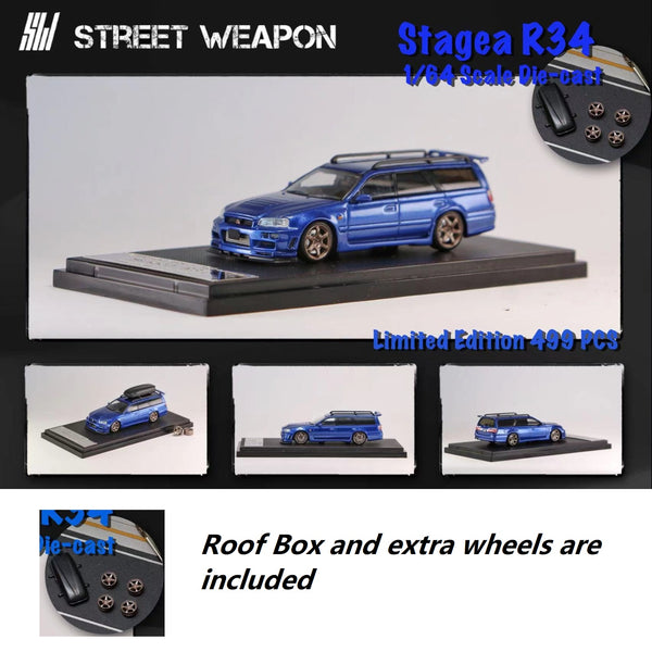 Street Weapon 1/64 Nissan Stagea R34 Metallic Blue